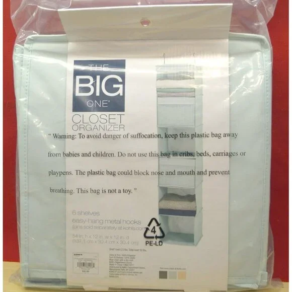 The Big One GREEN Colorful Hanging Closet Organizer 54"H x 12"W x 12"D NWT - Picture 2 of 2